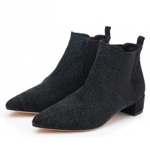 Miista Black Sparkle Ankle Heeled Booties